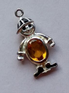 November Boy Charm Topaz 925 Sterling Silver